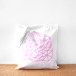 Pink geometric cotton tote bag