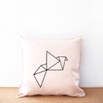 Pink origami cotton cushion cover