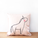 Pink unicorn cotton cushion cover